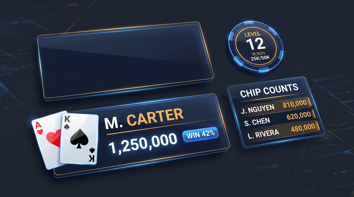 Live poker broadcast graphics overlay